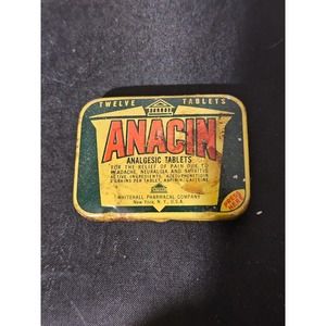 Anacin Advertising Tin Container Whitehall Pharmacal Company New York Medicine